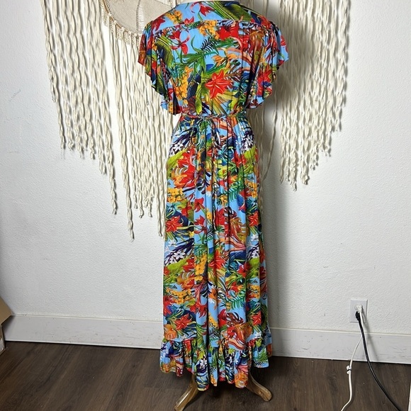 ELf Australia Bright Floral Wrap Maxi Dress size M/L - Picture 6 of 8
